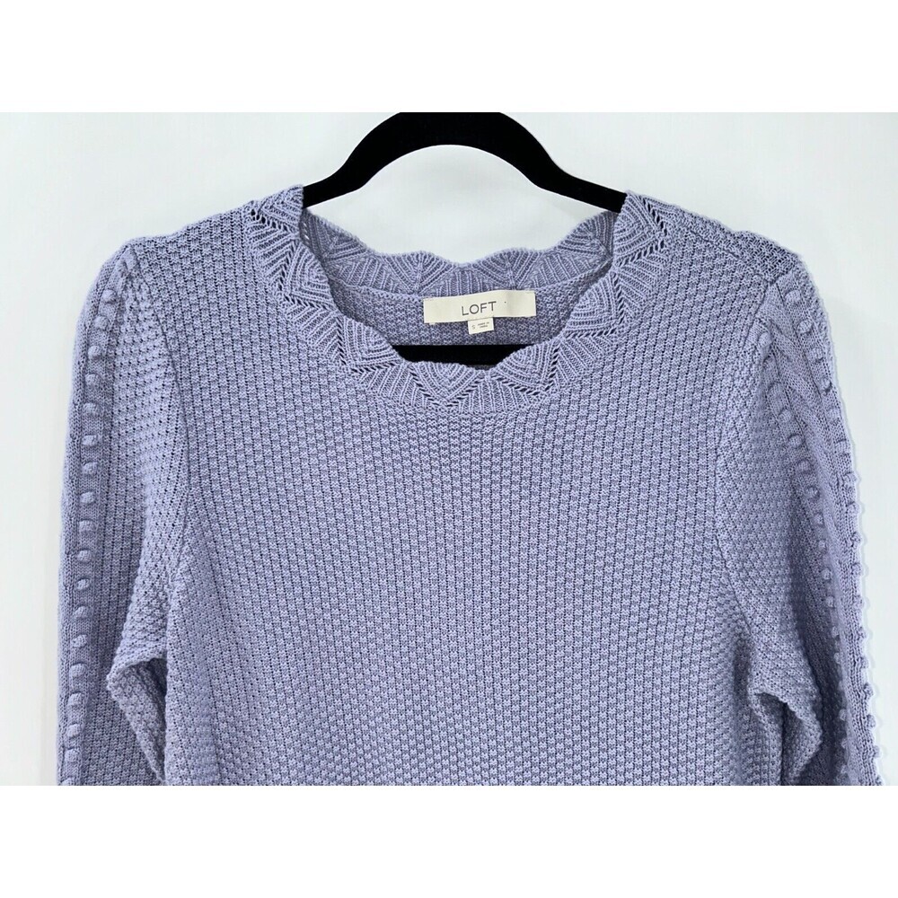 Women's Loft  Scalloped Bobble Sleeve Oversized Pullover Sweater Size S - Picture 2 of 7